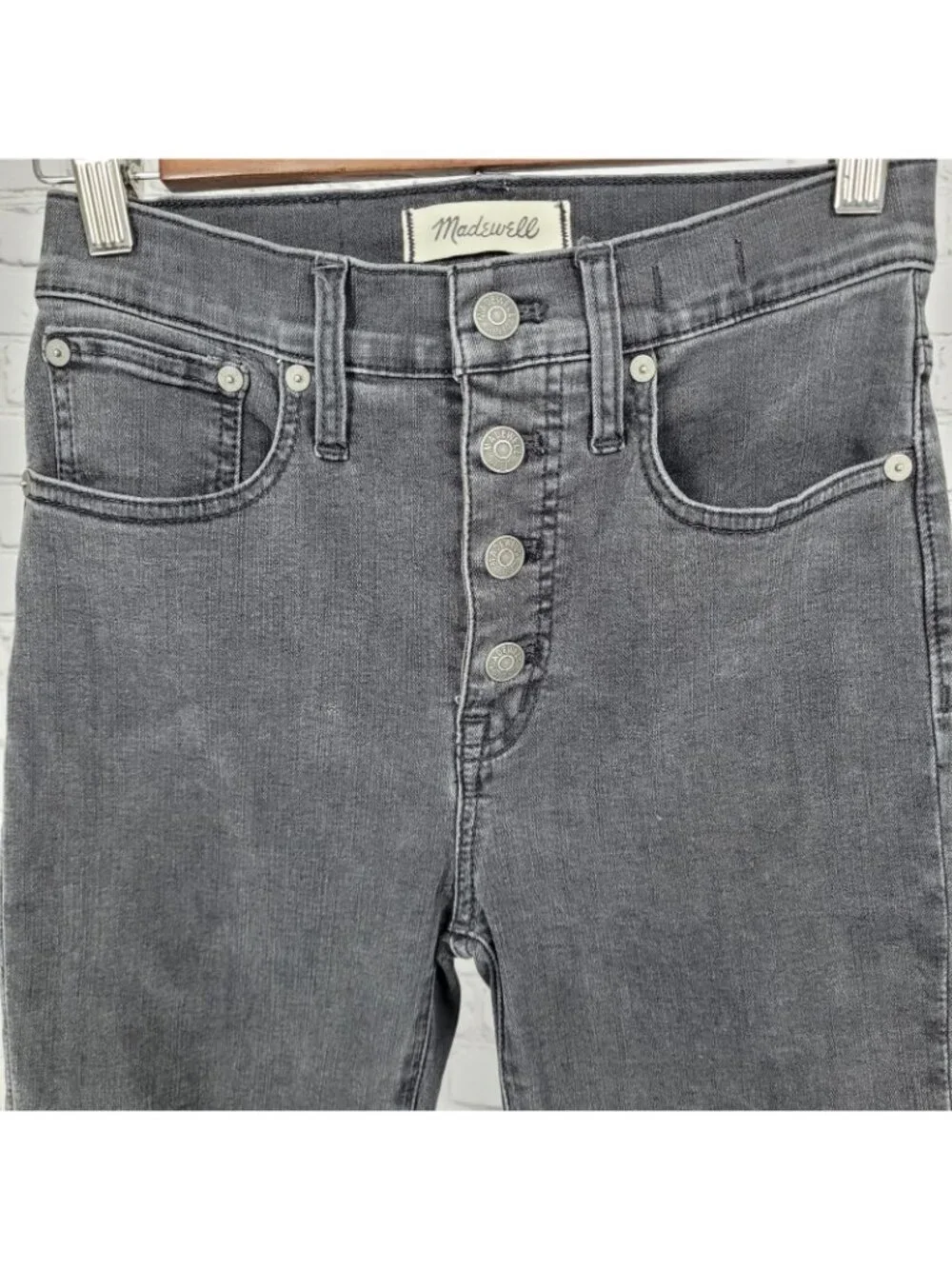 Madewell Grey Cali Demi Boot Button Fly Mid Rise Crop Denim Jeans 25 (25x26)
